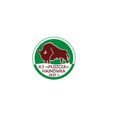 Logo KS Puszcza Hajnówka Logo w kształcie biało – zielonego koła. W centralnym miejscu narysowany brązowy żubr, pod nim na białym tle brązowy napis: K.S. <<Puszcza>> Hajnówka 1937r. 