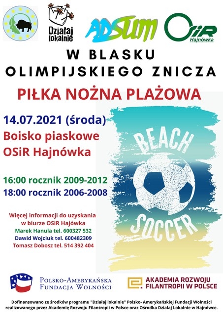 Plakat promujący wydarzenie z logami organizatorów i grafiką piłki