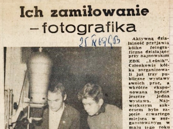 Skan artykułu: Ich zamiłowanie - fotografika (Gazeta Białostocka, 25.09.1969)