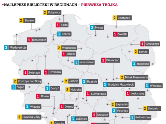 Ranking naniesiony na mapę Polski