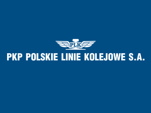 Znak PLK z napisem PKP POlskie Linie kolejowe S.A.