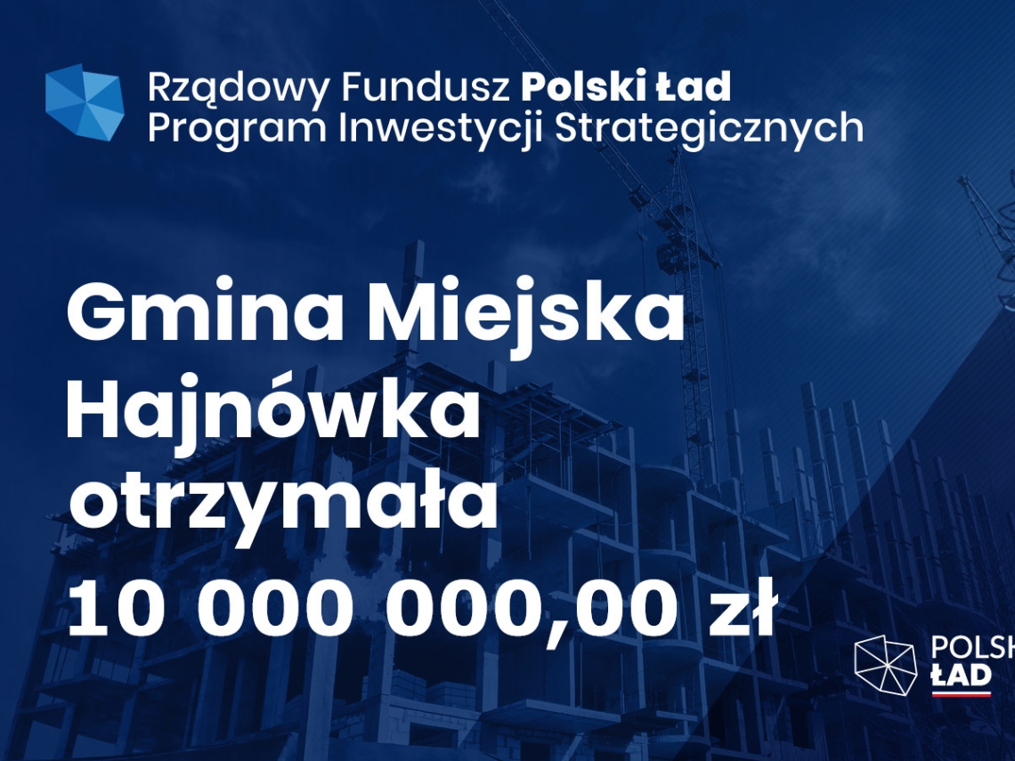 Na granatowym tle informacje o dofinansowaniu, nazwie programu oraz logotypy Polskiego Ładu, Banku Gospodarstwa Krajowego