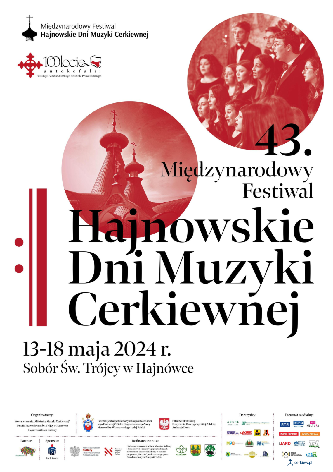 plakat zapowiadający festiwal w biało-czerwonych barwach