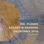 okładka publikacji ze zdjęciem przekroju drewna na całej powierzchni; w prawym dolnym rogu żółty napis XVI Plener Rzeźby w Drewnie Hajnówka 2018 6-24 sierpień