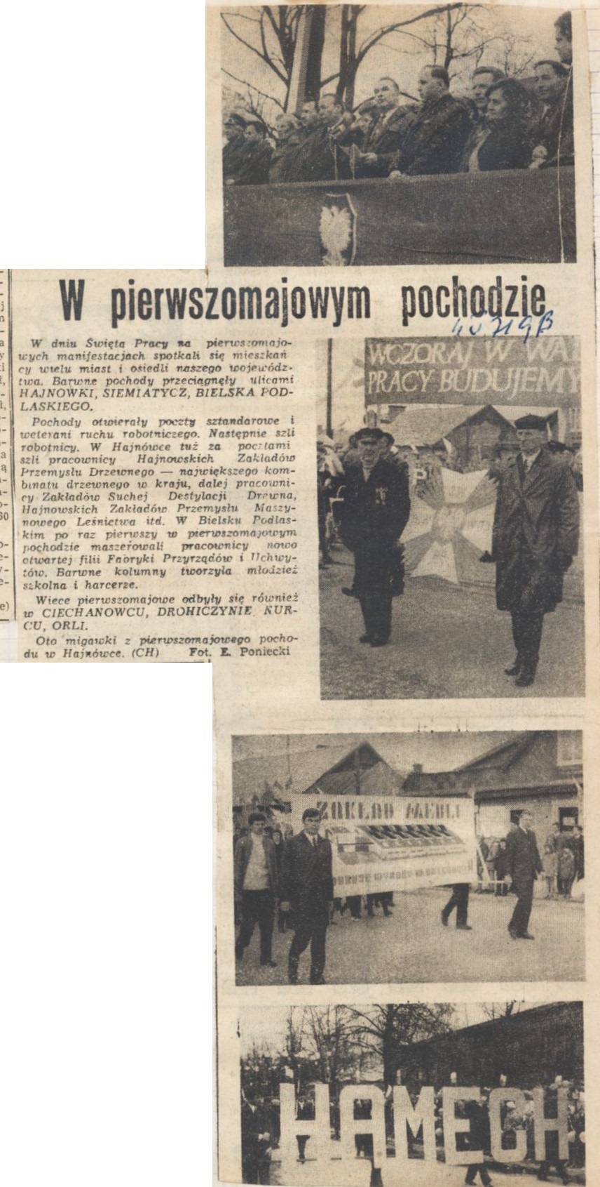 obok tekstu artykułu: dwaj mężczyźni trzymający godło Polski
