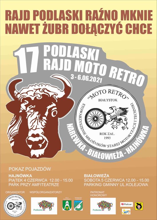 plakat wydarzenia; w cetrum grafika głowy żubra, nad nim tytuł wydarzenie; w dolnym pasku logotypy organizatorów i współorganizatorów