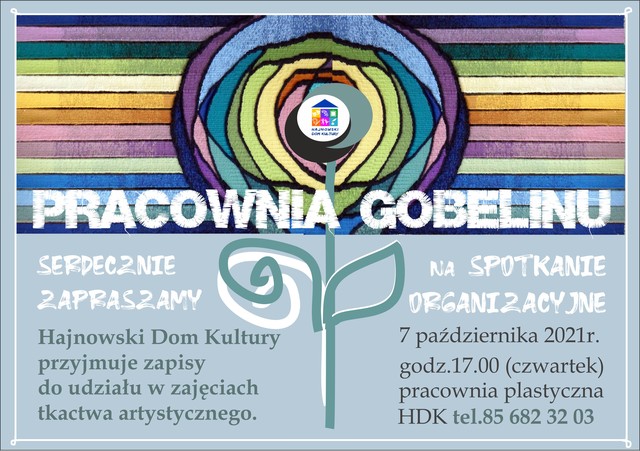 fragment plakatu zapraszającego na wydarzenie u gury zdjecie gobelinu oraz informacje o wydarzeniu