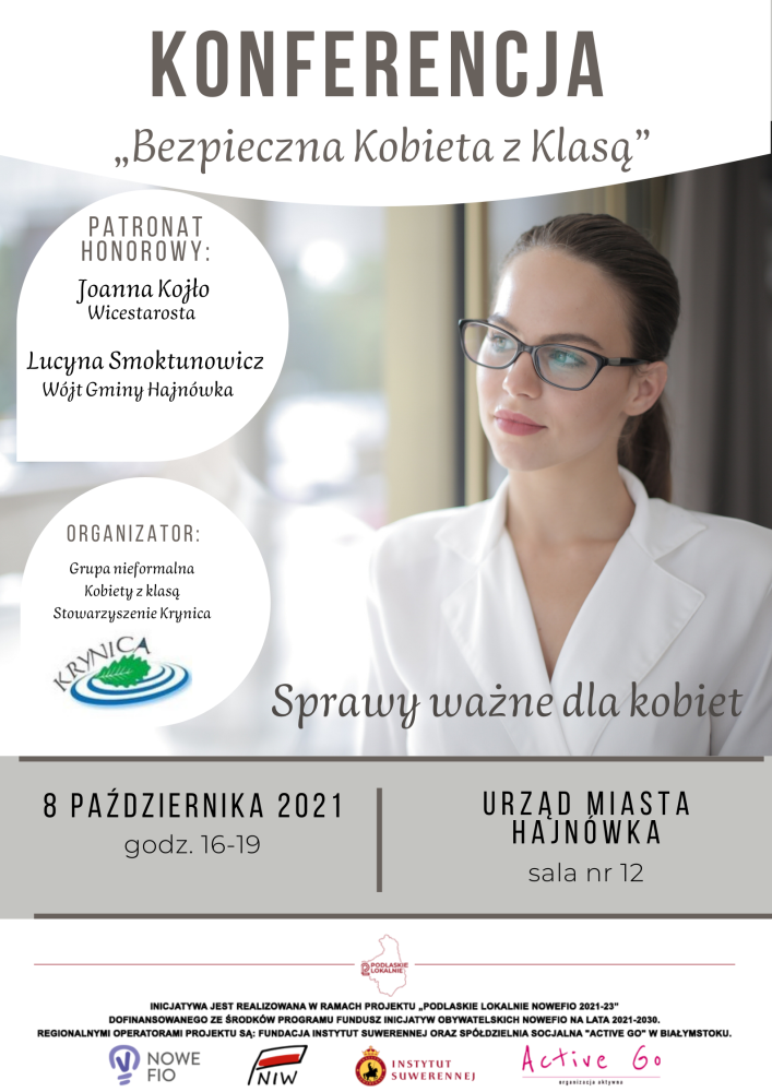 Plakat konferencji "Bezpieczna Kobieta z Klasą"