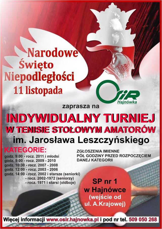 Plakat zapraszający na wydarzenie Plakat w kolorach narodowych. Grafika orzeł w koronie oraz najważniejsze informacje o wydarzeniu i logo organizatora
