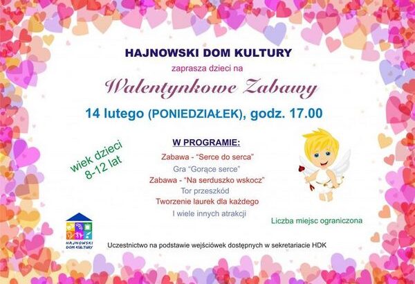 Plakat zapraszający na wydarzenie plakat w różówej tonacji, na którym znajdują się infromacje o wydarzeniu oraz logo Hajnowskiego Domu Kultury