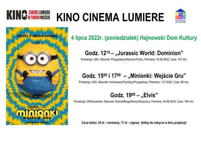 plakat i fadrem z filmu Minionki