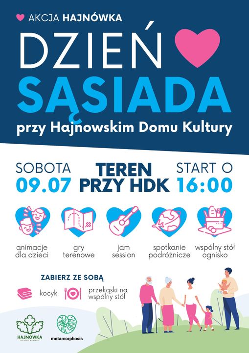 plakat wydarzenia; u góry na granatowym tle nazwa wydarzenia, u dołu na białym tle informacje o atrakcjach i organizatorach