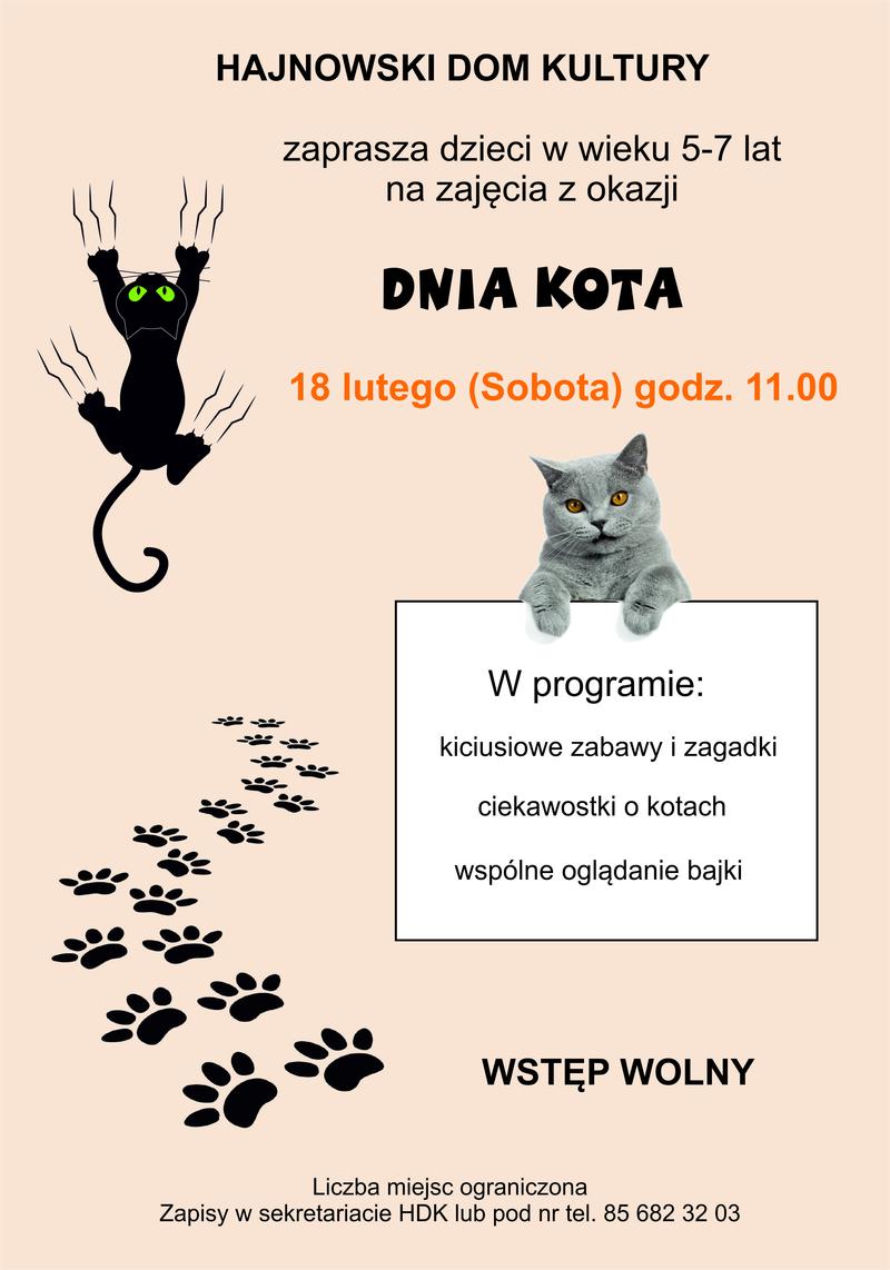 grafika kotów oraz inforacje o wydarzeniu
