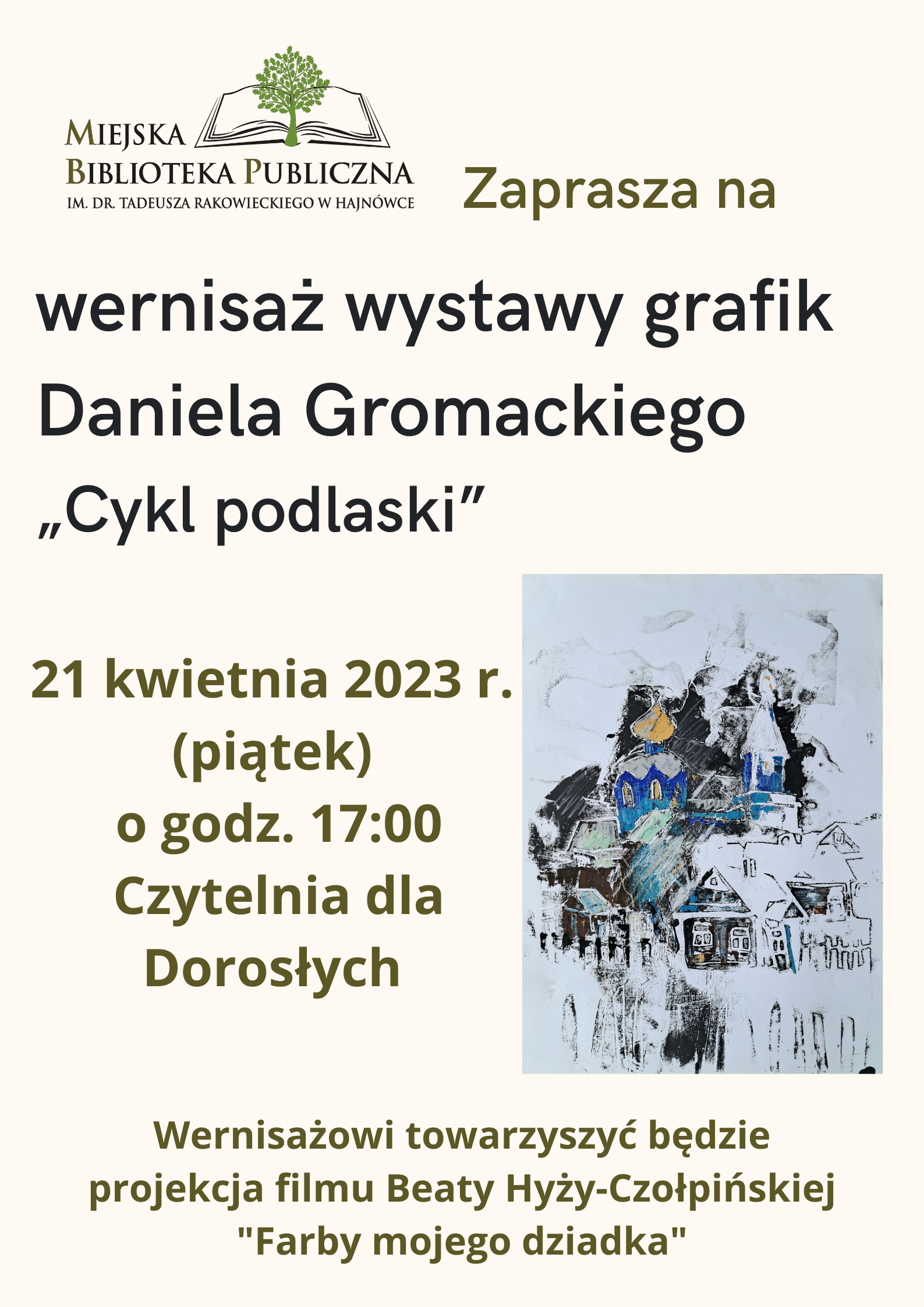 grafika oraz logo organizatora i informacje o wydarzeniu