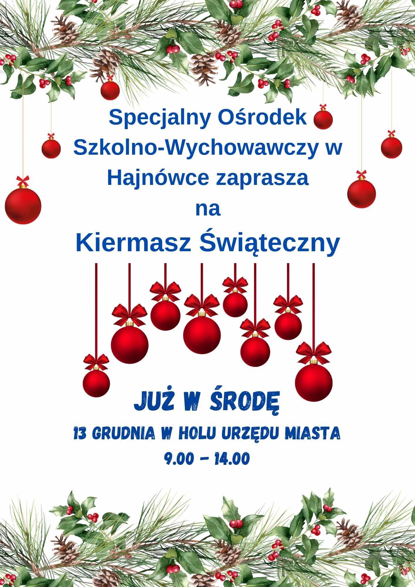 grafika świateczna oraz informacje o wytdarzeniu