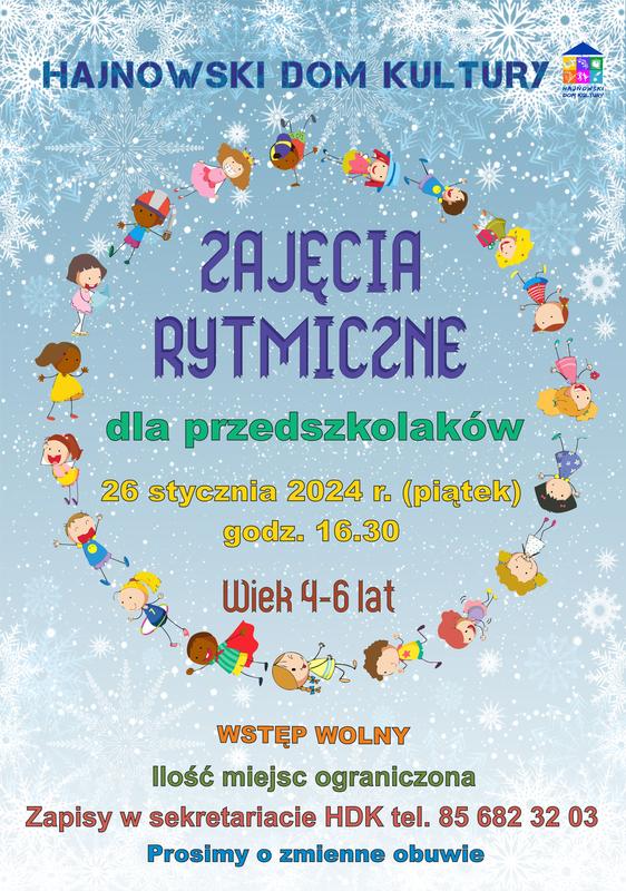 grafika zimowa, logo organizatora oraz informacje o wydarzeniu
