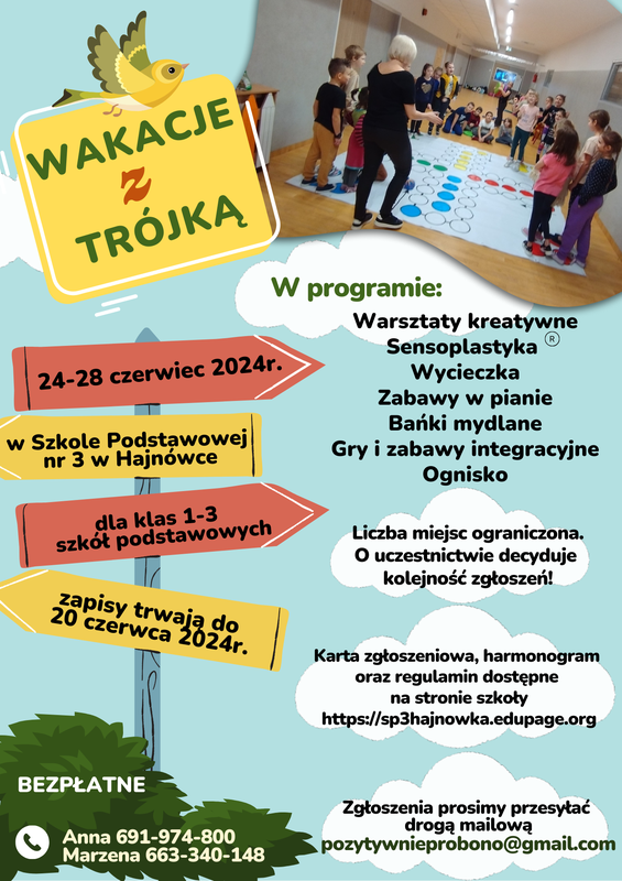 informacje o wydarzeniu, logo organizatora, grafika tematyczna