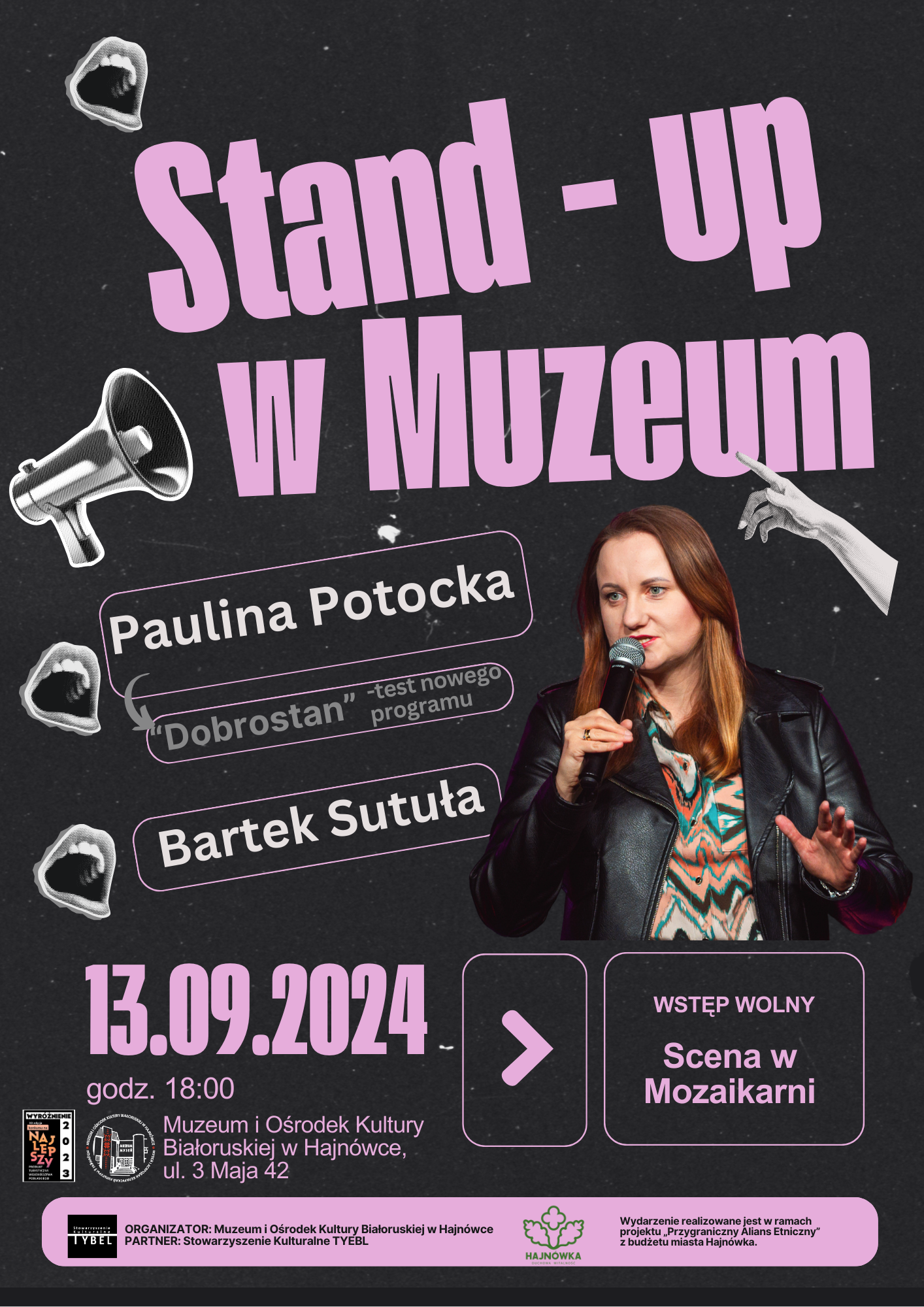 plakat zapraszający na wydarzenie informacje o wydarzeniu, logo organizatora, grafika tematyczna