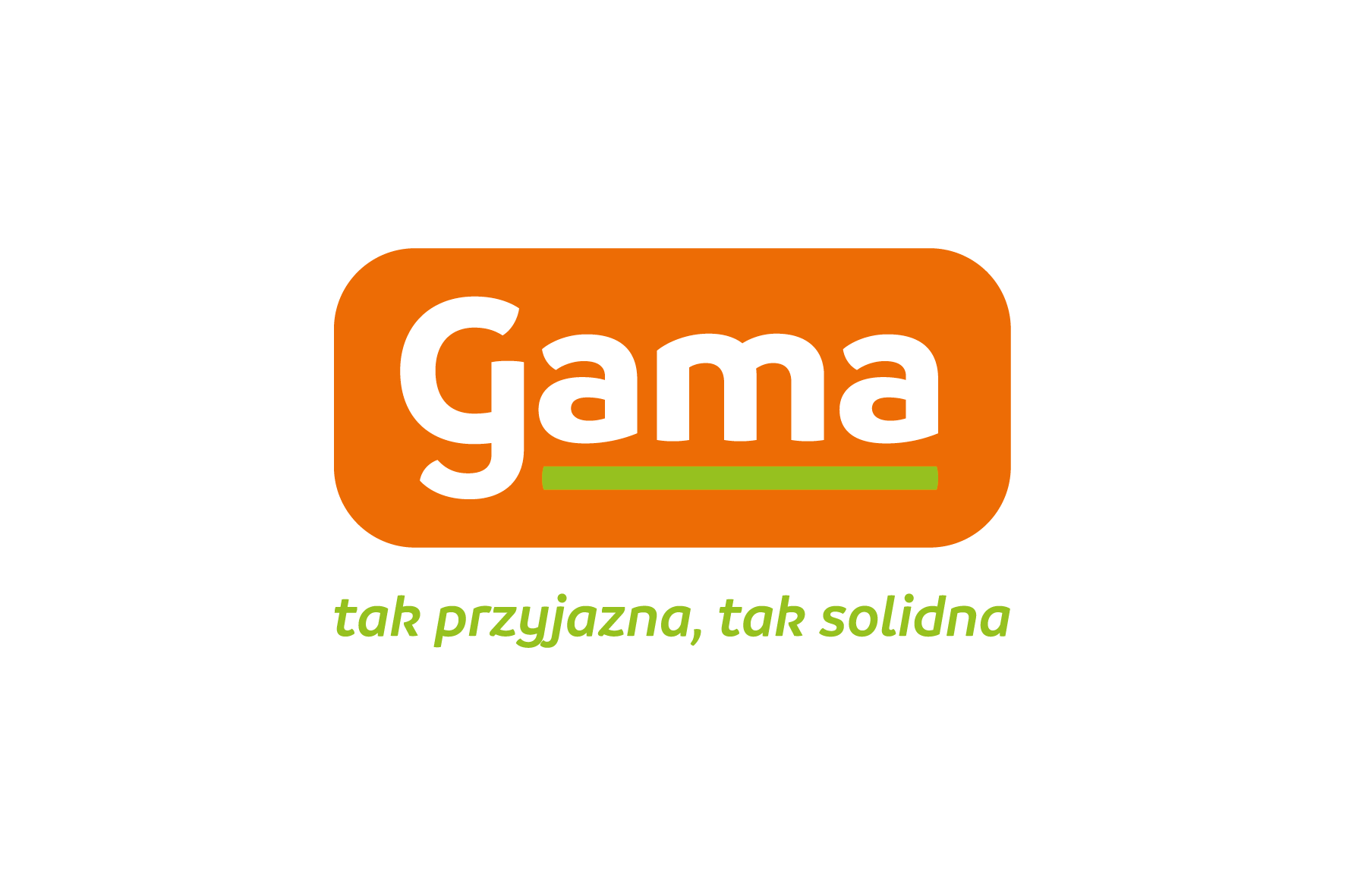 pomarańczowe logo z napisem GAMA