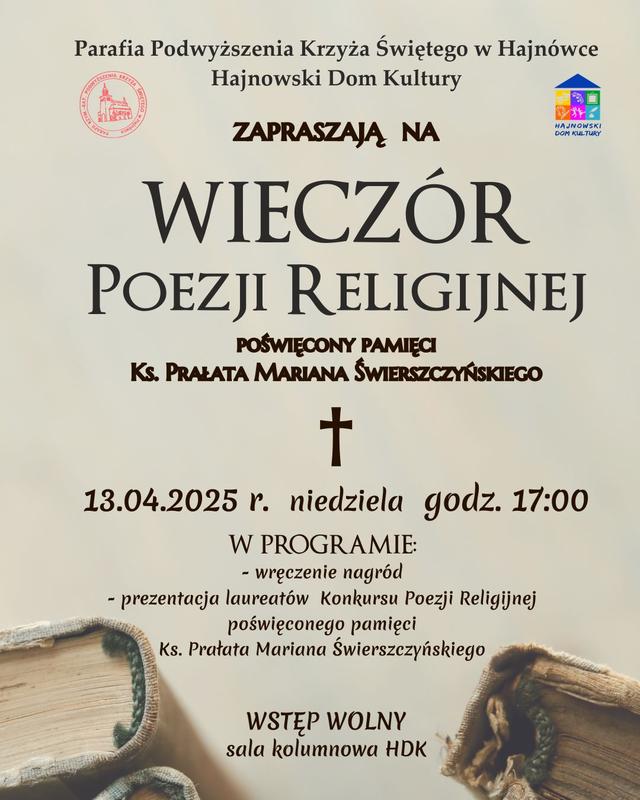 plakat zapraszający na wydarzenie informacje o wydarzeniu, logo organizatora, grafika tematyczna
