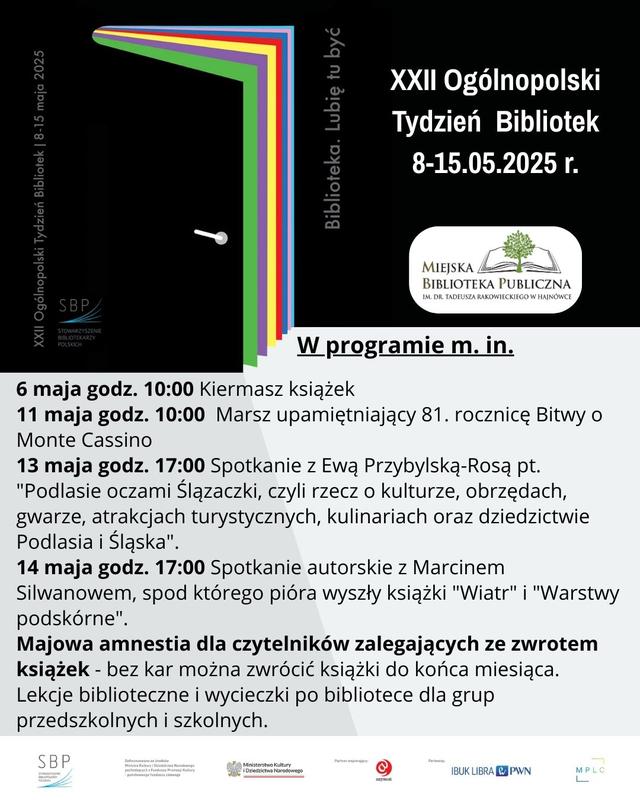 informacje o wydarzeniu, logo organizatora, grafika tematyczna