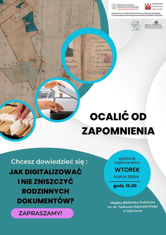 informacje o wydarzeniu, logo organizatora, grafika tematyczna