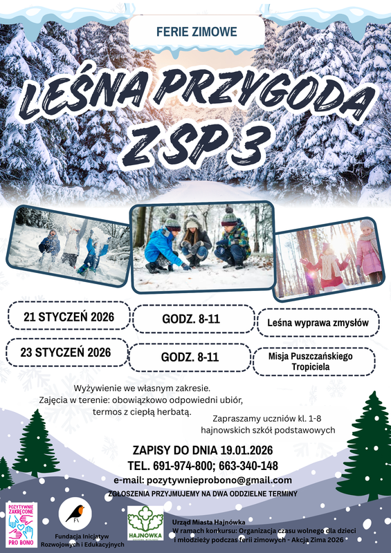 informacje o wydarzeniu, logo organizatora, grafika tematyczna