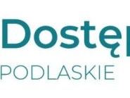 logo projektu; z lewej strony ciemonozielona grafika przedstawiająca osobę poruszającą się na wózku, z prawej strony ciemnozielony napis Dostępne (większą pogrubioną czcionką), poniżej Podlaskie (cieńką czcionką)