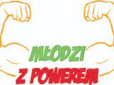 logo programy; dwie muskularne ręce unisione ku górze; u dolu napis Młodzi z powerem