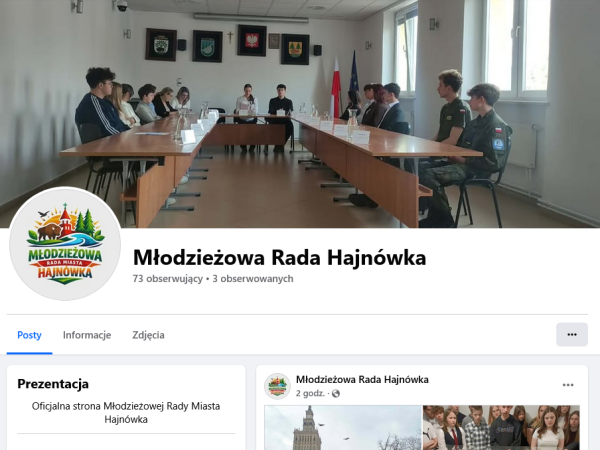 zrzut ekranu na profil FB Młodzieżowej Rady Miasta Hajnówka