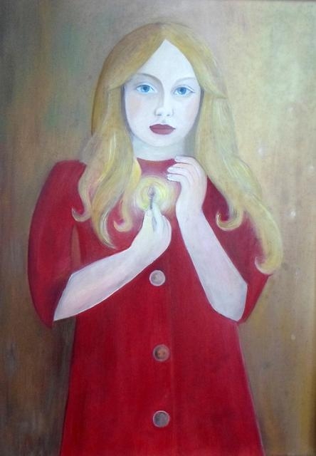 portret kobiety w czerwonej sukience