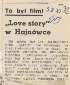 Skan artykułu "To był film "Love story" w Hajnówce"