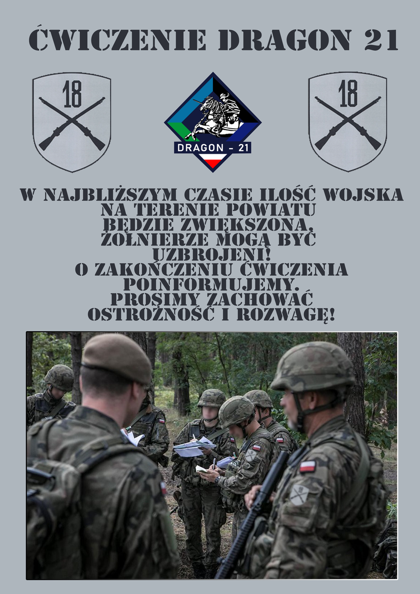 Plakat ćwiczeń wojskowych Dragon 21