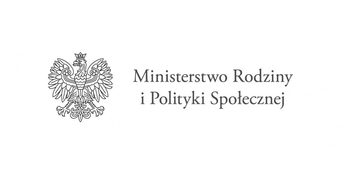 na białym tle z lewej strony grafika orła z rozłożonymi skrzydłami, obok napis Ministerstwo Rodziny i Polityki Społecznej