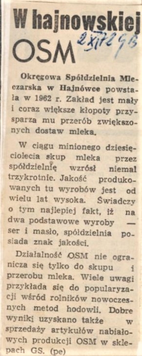 Skan wycinka z gazety "W hajnowskiej OSM"