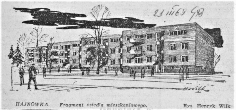 HAJNÓWKA. Fragment osiedla mieszkaniowego. Rys. Henryk Wilk (21.03.1969, Gazeta Białostocka)