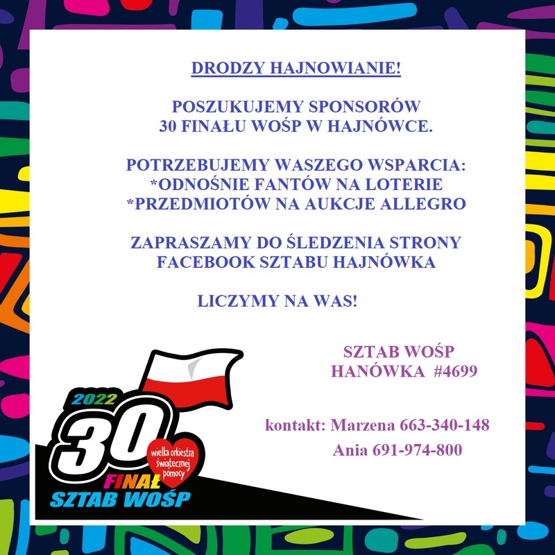 plakat - szukamy sponsorów