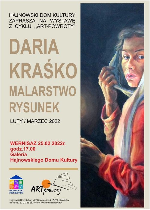 z prawej strony fragment obrazu przedstawiającego kobietę, z lewej strony informacje o wydarzeniu