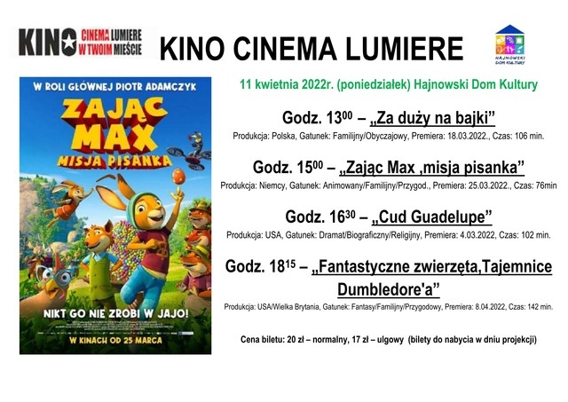 plakat z filmu i program emisji filmów