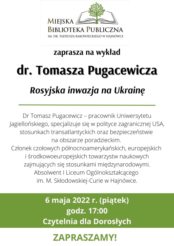Plakat, na białym tle informacje o wydarzeniu