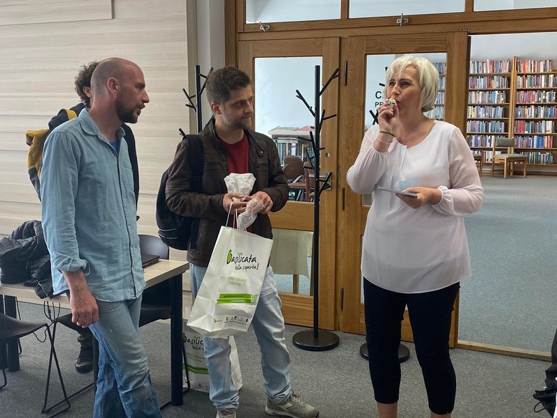 Wizyta partnerów z Włoch w Miejskiej Bibliotece Publicznej w Hajnówce