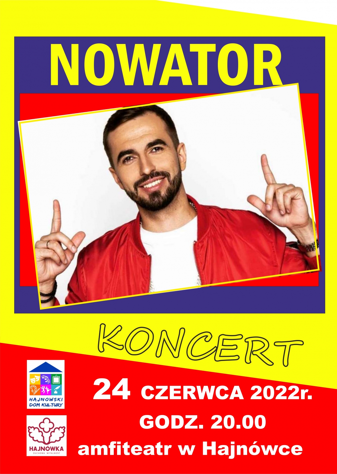 portret wykonawcy oraz informacje o wydarzeniu i loga organizatorów