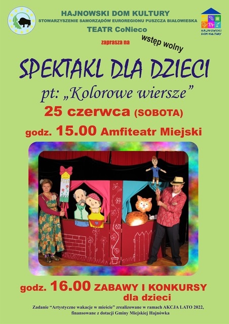 na plakacie znajduje się zdjęcie ze spektaklu, oraz loga organizatorów i informacje o wydarzeniu