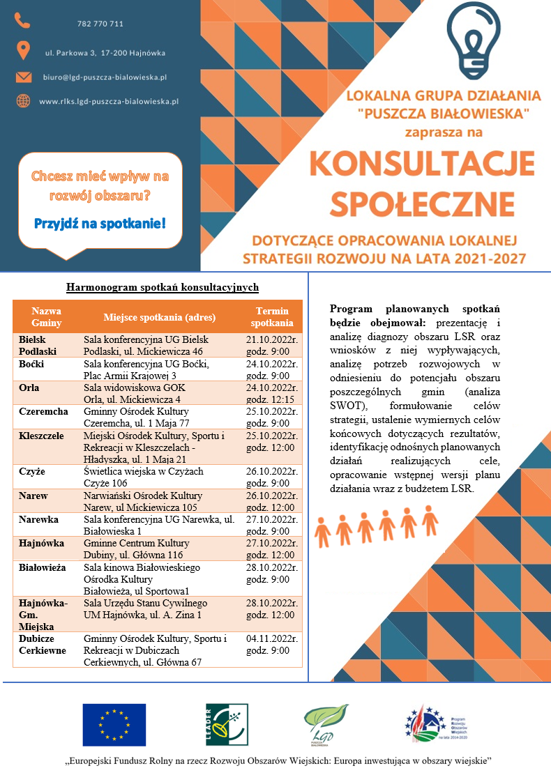 Plakat z informacjami o konsultacjach