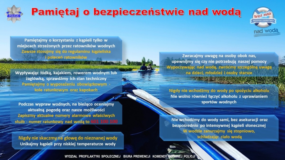 wskazówki zachowania bezpieczeństwa nad wodą