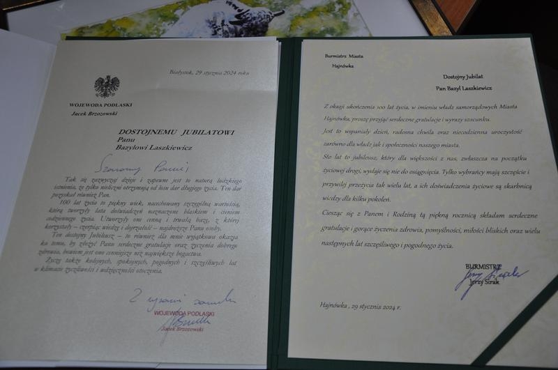 Listy od Wojewody Podlaskiego i Burmistrza Miasta Hajnówka