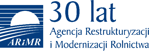 logotyp Agencji Restrukturyzacji i Modernizacji Rolnictwa w biało-niebieskich barwach