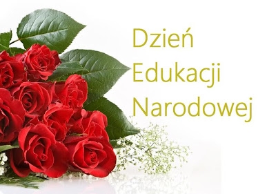 bukiet róż i napis Dzień Edukacji Narodowej