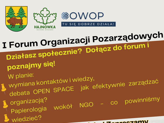 informacje o wydarzeniu, logo organizatora, grafika tematyczna