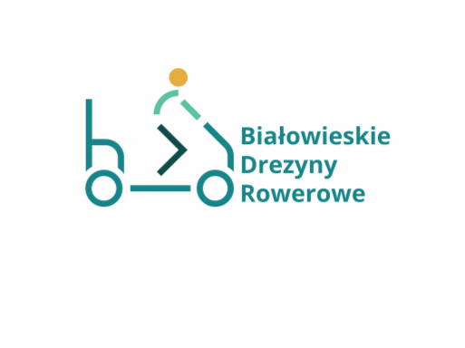 grafika drezyny oraz napis BIAŁOWIESKIE DREZYNY ROWEROWE